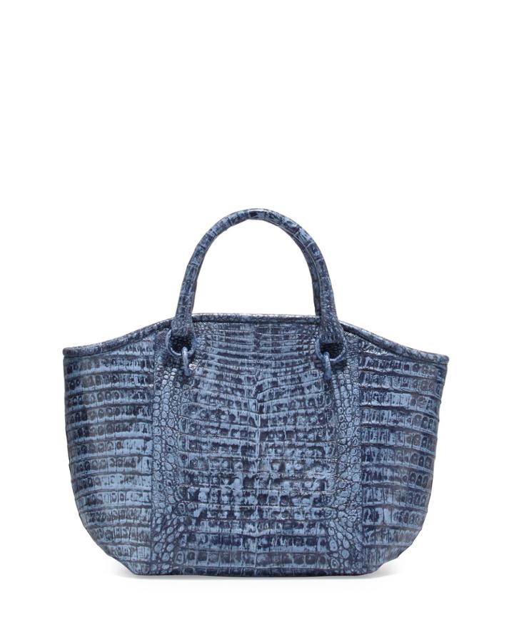 Nancy Gonzalez Crocodile Large Domed Tote Bag, Navy/blue, Women's, Green