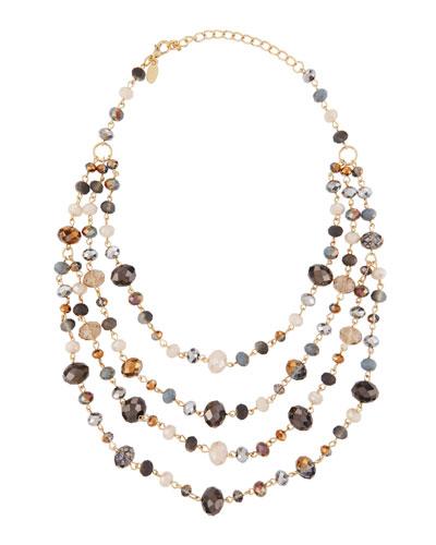 Multi-strand Beaded Statement Necklace, Neutrals