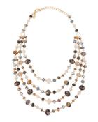 Multi-strand Beaded Statement Necklace, Neutrals