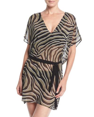 V-neck Zebra Caftan Coverup