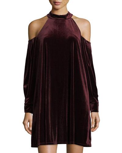 Velvet Cold-shoulder Dress