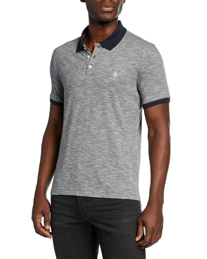 Men's Space-dye Contrast-trim Polo