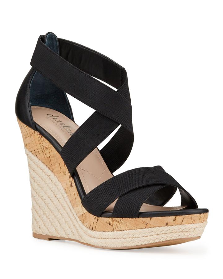 Azure Elastic Strappy Wedge Espadrilles