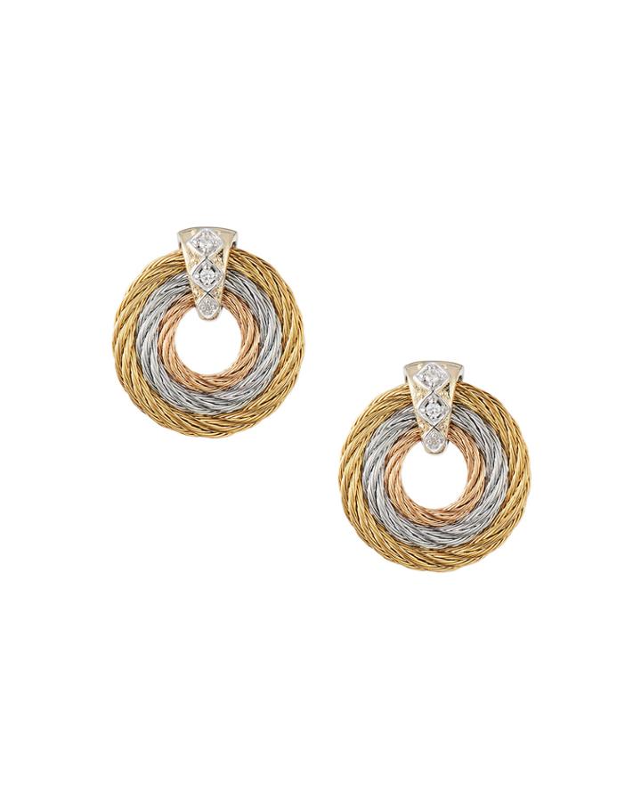 Multi-cable Wreath Earrings W/ Diamonds, Gold/steel