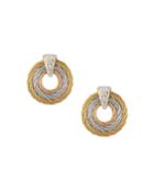 Multi-cable Wreath Earrings W/ Diamonds, Gold/steel