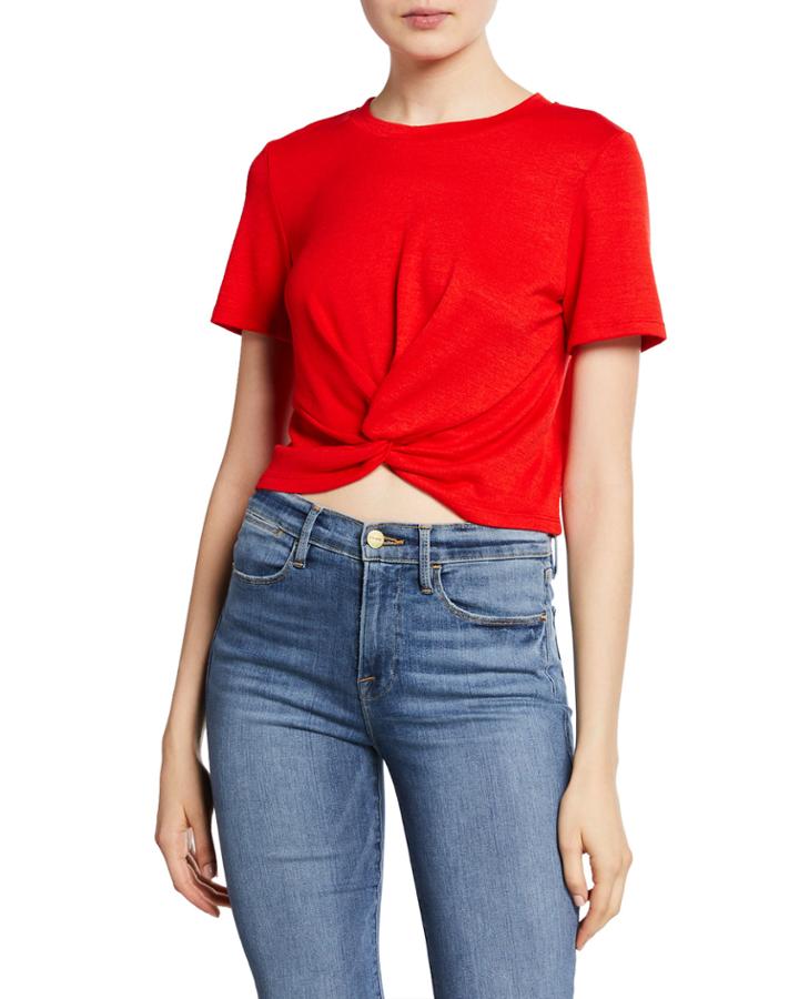 Front-knot Short-sleeve Cropped T-shirt