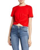 Front-knot Short-sleeve Cropped T-shirt