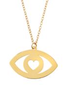 14k Gold Evil Eye Heart Necklace