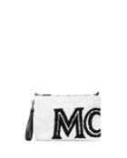 Medium Contrast Logo Shearling Pouch Bag