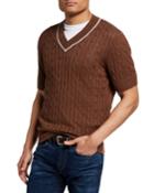 Men's Braided V-neck Short-sleeve