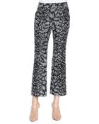 Snake-print Cropped Flared Pants