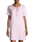 Dolman Crewneck Lace-up Dress, Pink