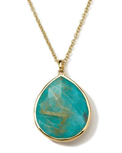 18k Rock Candy Gelato Large Teardrop Pendant Necklace In Turquoise Doublet