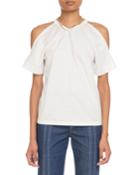 Cold-shoulder Chain-neck Cotton T-shirt