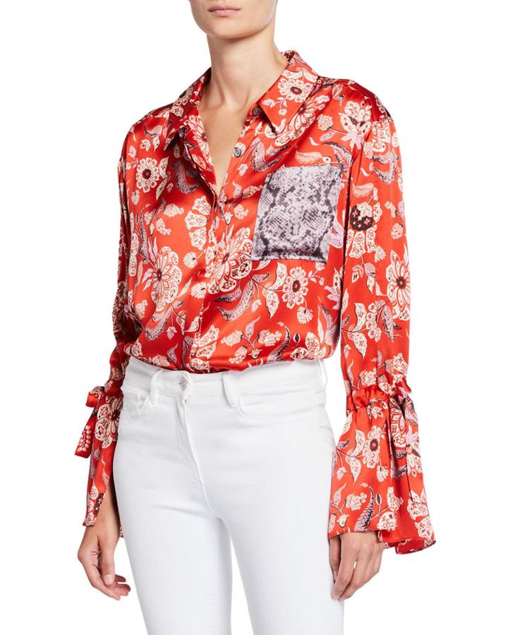 Elisia Paisley Long-sleeve Snake-panel
