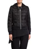 Zip-front Quilted Hoodie Jacket With Ponte