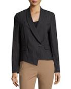 Pinstripe Wool-blend Jacket, Gray/brown