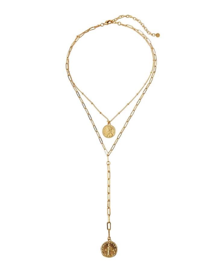 Chain-link Layered Coin Y-necklace