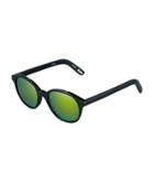 Madison Round Mirrored Plastic Sunglasses, Black/green
