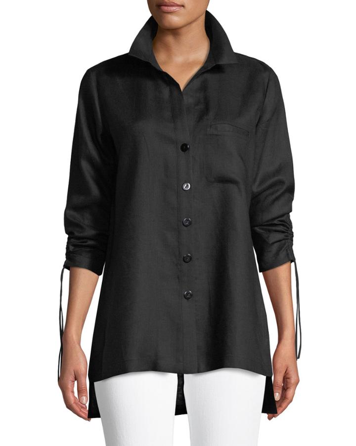 Soft Linen Button-front Tunic