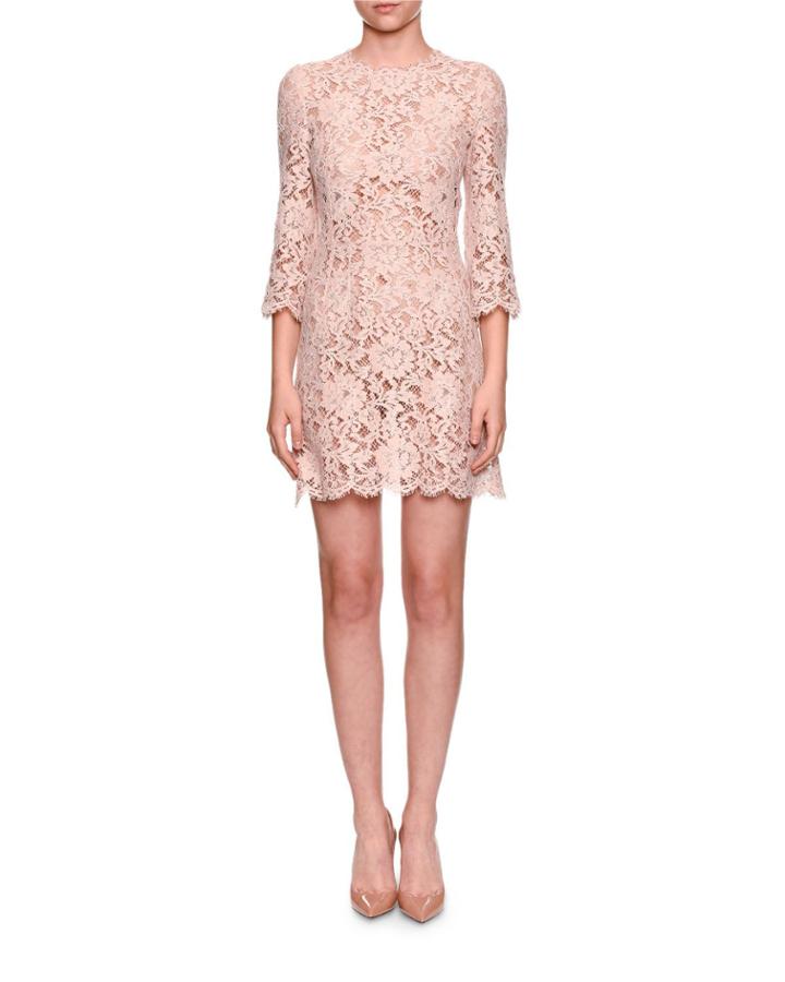 3/4-sleeve Lace Cocktail Dress