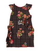 Blossom-printed Ruffle-trim Dress,