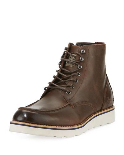 Nigel Leather Lace-up Sneaker Boot, Brown