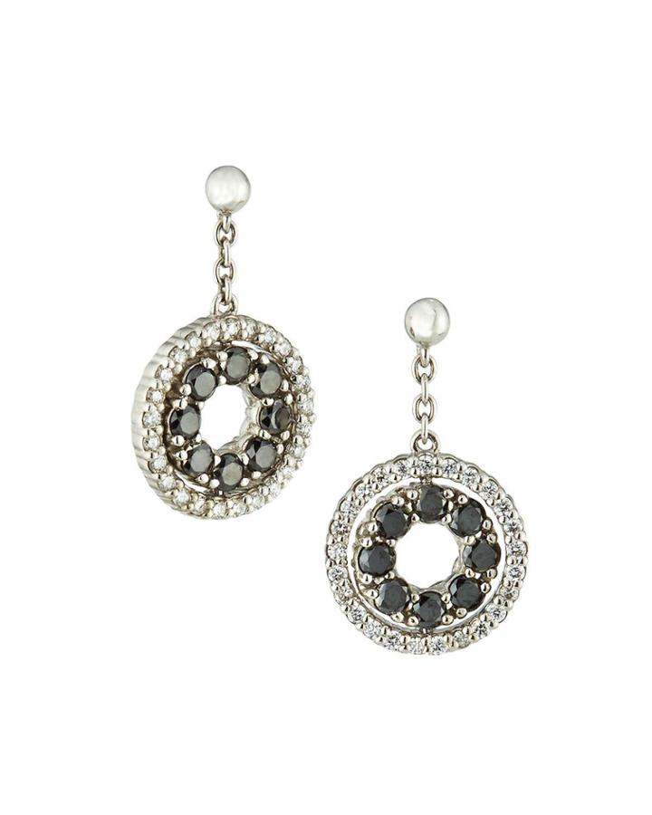 18k White Gold Double-sided Diamond Earrings, Black/white