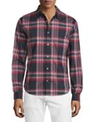 Slim-fit Plaid Sport Shirt, Dutch Blue