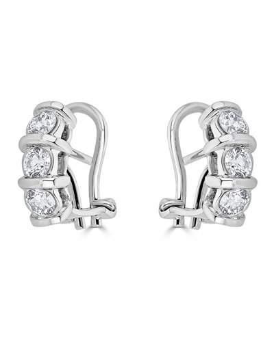 14k Three-stone Diamond Earrings,