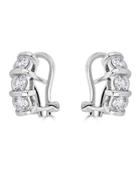 14k Three-stone Diamond Earrings,