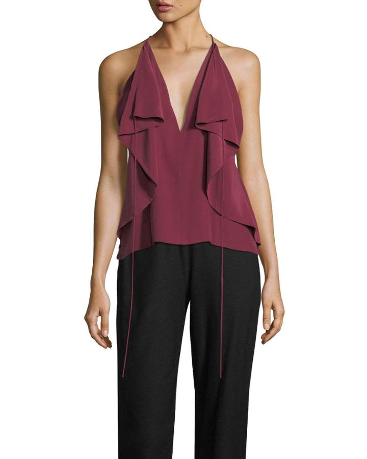 Deep-v Draped Silk Camisole Top