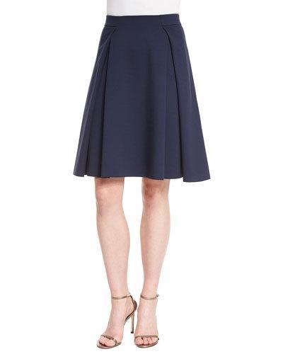 Box-pleated Jersey A-line Skirt, Astral Blue