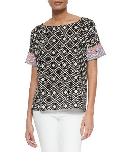Tribal-pattern Short-sleeve Top