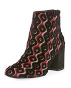 Bacari Tapestry Chunky-heel Bootie, Rosso