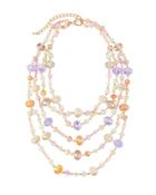 Multi-strand Simulated Crystal Necklace, Pink