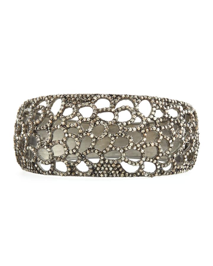 Bavna Champagne Diamond Cutout Bangle Bracelet, Women's,