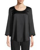 3/4-sleeve Silk Charmeuse Blouse