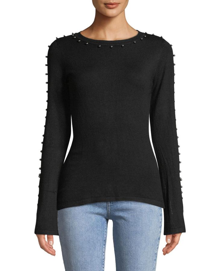 Wool-blend Sweater With Ball Embellishments