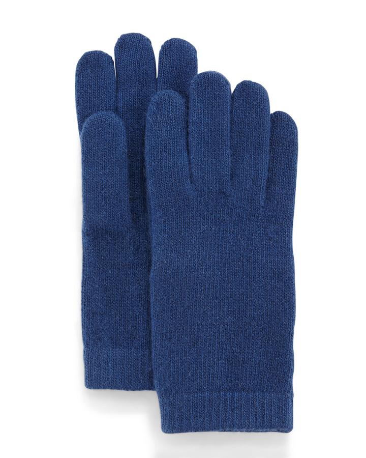 Portolano Cashmere Basic Knit Gloves, Sugar Blue, Women's