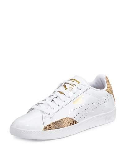 Match Perforated Sneaker, White/gold