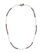 Long Bone, African & Lapis Beaded Necklace