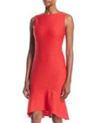 Sleeveless High-low Flounce Bateau-neck Dress