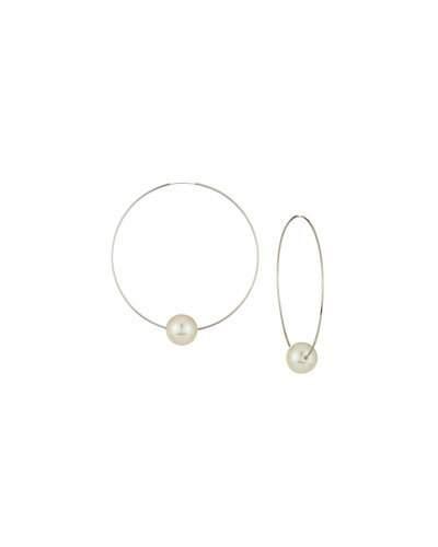 Thread-through Pearly Hoop Earrings