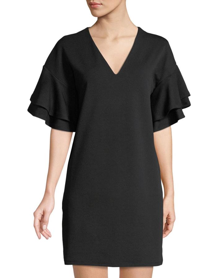 Ruffle-tiered Stretch-crepe