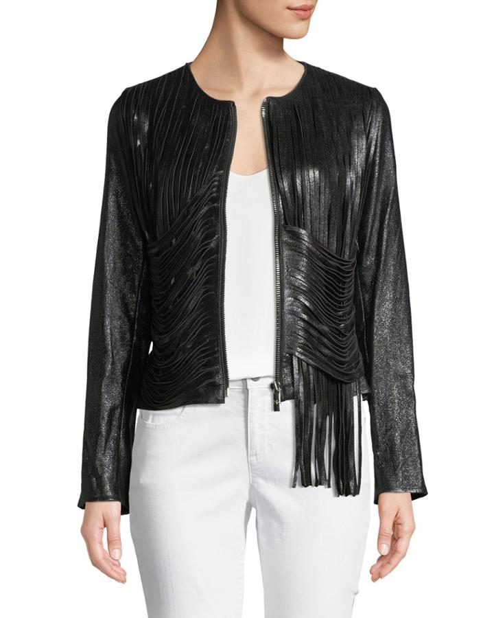 Zip-front Draped-fringe Lamb
