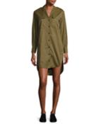 Mason Long-sleeve Shirt Dress, Olive