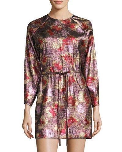 Wensley Printed Metallic Dress, Pink