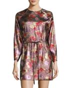 Wensley Printed Metallic Dress, Pink