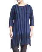 Midnight Blues Fringed Top, Multi,